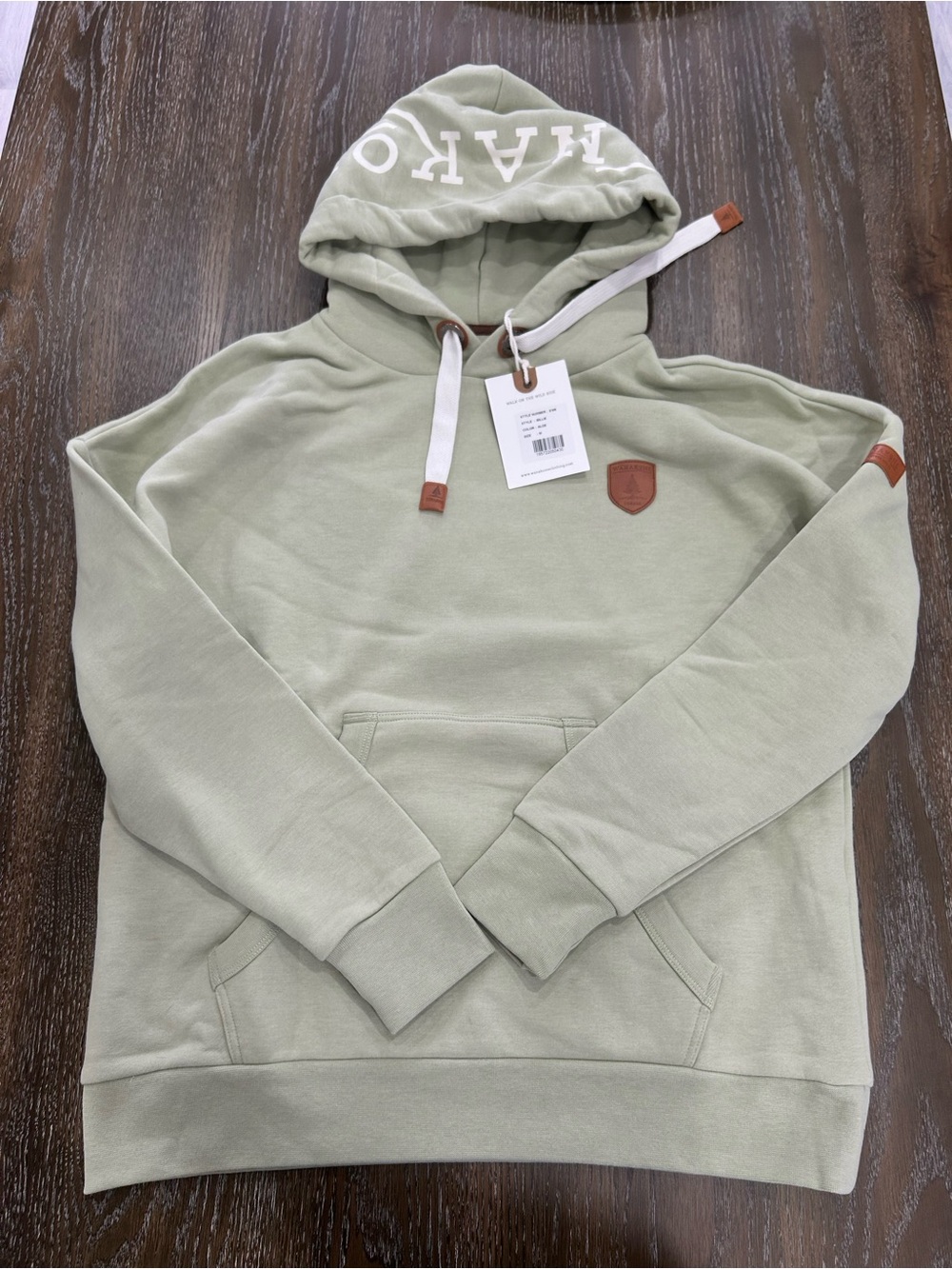 Wanakome Sage Green Pullover Hoodie with Contrast Tabs
